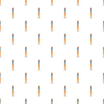Woman with phone standing repeat pattern background Stock Illustration