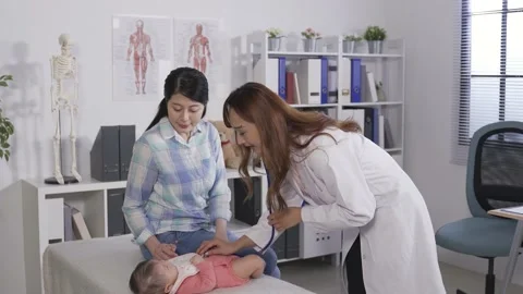 Woman physician using stethoscope Stock Footage 154029160