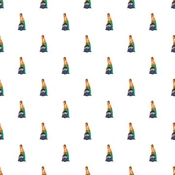 Woman picking up garbage into a bag pattern Stock Illustration