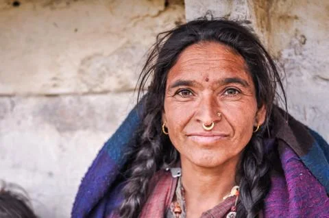Woman with piercings in Nepal Stock Photos