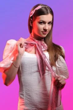 Woman on a pink background Stock Photos