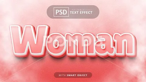 Woman pink cartoon text effect editable Modello PSD