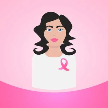 Woman face in pink ribbon. Breast Cancer Awareness Month Campaign