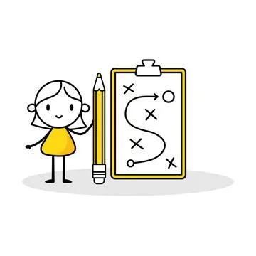 Woman planning to overcome difficulty or obstacle to reach goal or target. St Stock Illustration