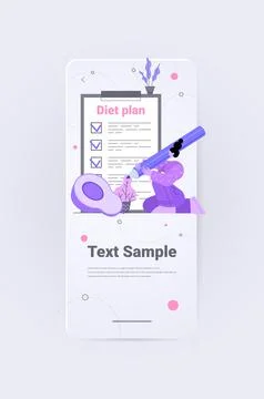 Woman planning weight loss program diet plan healthy nutrition concept vertical Stock-Illustration