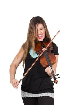 Woman play violin Stock Photos