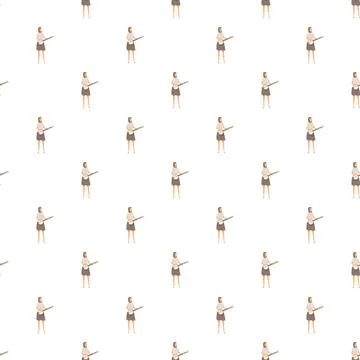 Woman playing banjo seamless pattern illustration Stock Illustration