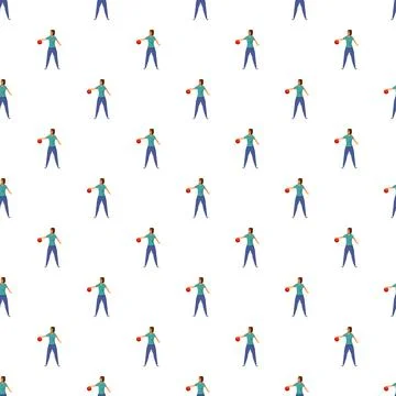Woman playing bowling seamless pattern creating background Stock Illustration