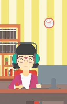 Woman playing computer game vector illustration 스톡 일러스트