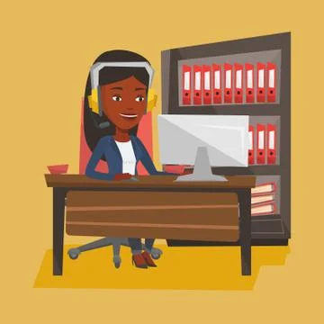 Woman playing computer game vector illustration Illustrazione stock