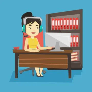 Woman playing computer game vector illustration Stock Illustration
