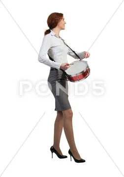 Woman playing drums Stock Photos