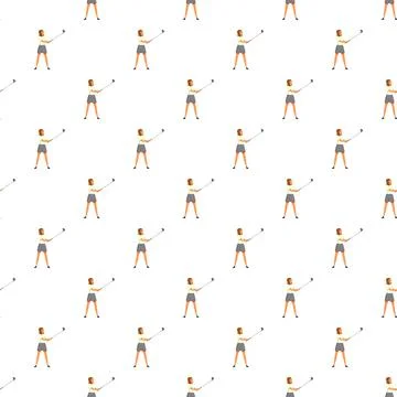 Woman playing golf seamless pattern background Stock Illustration