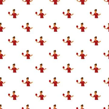 Woman playing table tennis pattern on white background Stock-Illustration