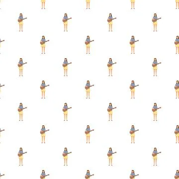 Woman playing ukulele seamless pattern musical instrument Illustrazione stock