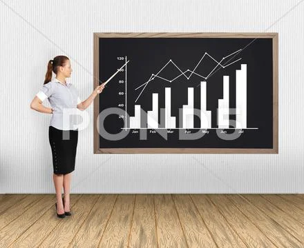 Woman pointing at chart Stock Photos