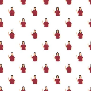 Woman pointing up finger seamless pattern background Illustrazione stock
