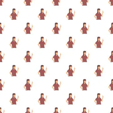 Woman pointing up repeating seamless pattern background Stock Illustration