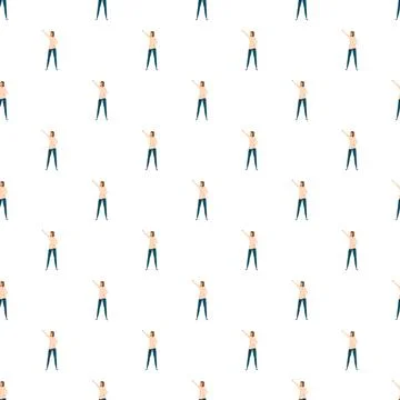 Woman pointing up seamless pattern on white background Stockillustratie