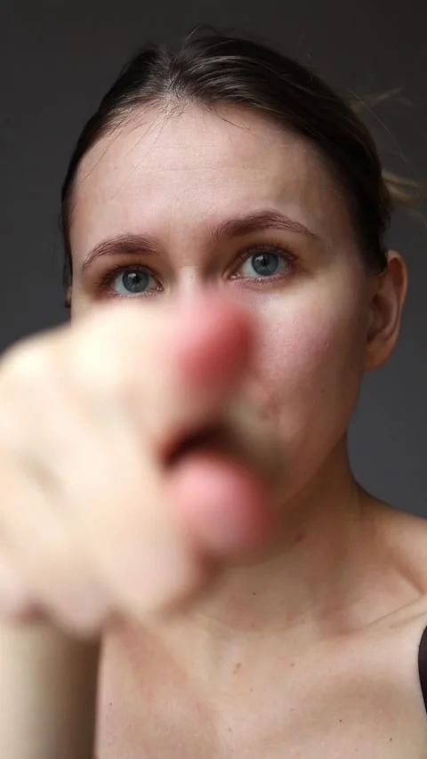 Woman points finger at camera. Stock Footage 299608554