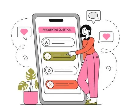 Woman with poll vector linear Stock Illustration