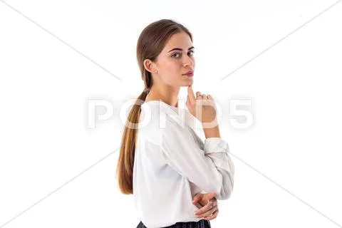 Woman with the pony-tail Stock Photos
