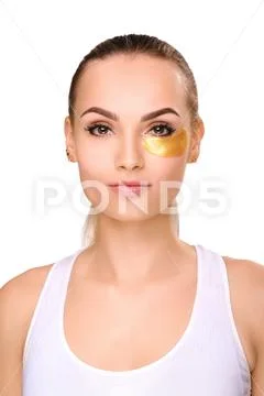 Woman portrait, patches under the eyes Stock Photos