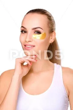 Woman portrait, patches under the eyes Stock Photos