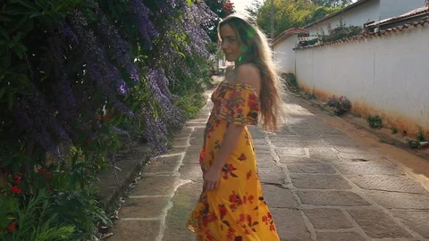 Woman posing and looking into camera in slow motion, Colombia Stock Footage 135247558