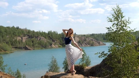 Woman is posing to camera. Stock Footage 123902770