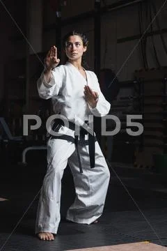 Woman Practicing Karate