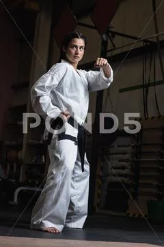 Woman Practicing Karate