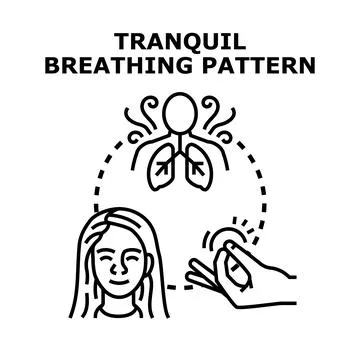 Woman practicing tranquil breathing pattern for wellness Stock Illustration