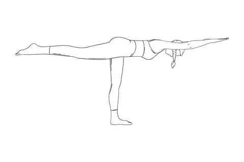 Woman practicing warrior III pose. Strengthing yoga asana. Vector illustration Stock Illustration