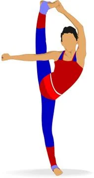 Woman practicing Yoga excercise. Vector Illustration of girl in Dancer's Pose Stock Illustration