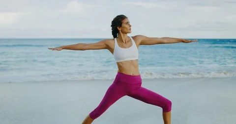 Woman Practicing Yoga Stock Footage 88856046