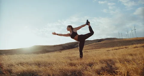 Woman Practicing Yoga Stock Footage 194262803