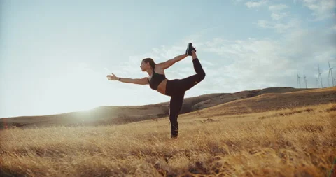 Woman Practicing Yoga Stock Footage 194263673