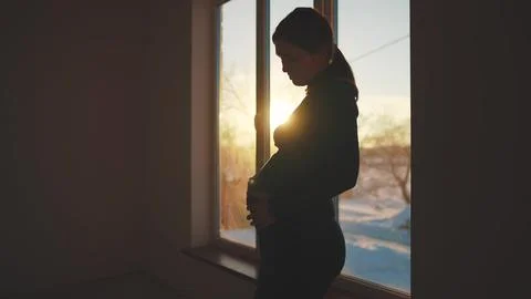 Woman pregnant. motherhood a pregnancy concept. 40 year old pregnant woman Stock Photos
