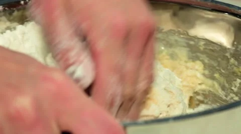 Woman preparing the dough on the table Stock Footage 68909295