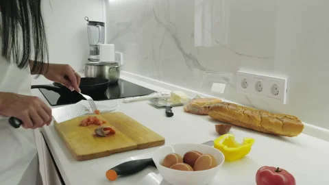 Woman preparing a sandwich Stock Footage 199282575