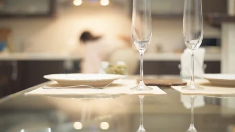 Woman preparing supper for two persons. Stock Footage 77828314