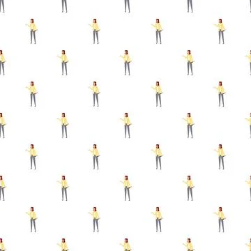 Woman presenting information flat vector seamless pattern イラスト素材