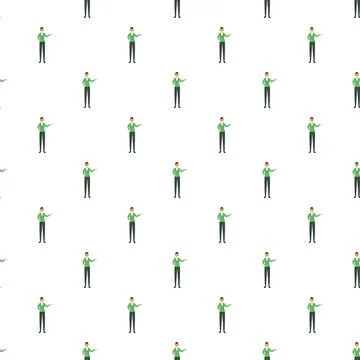 Woman presenting information in a seamless pattern design Stock Illustration