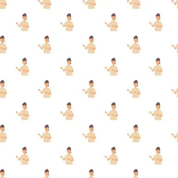 Woman presenting information seamless pattern for education Stock Illustration