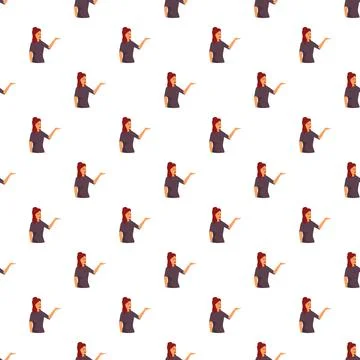 Woman presenting information in a seamless pattern design Stock Illustration
