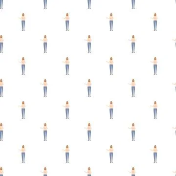 Woman presenting information seamless pattern Illustrazione stock