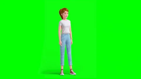 Woman Presenting Object With Hand Gestures Standing on Green Background Video stock 330718665