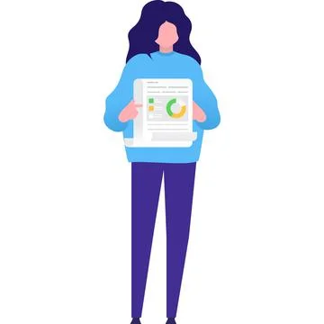 Woman presenting report in graph vector icon Stock Illustration