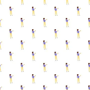 Woman presenting seamless pattern flat illustration background Stock Illustration